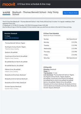 610 Bus Time Schedule & Line Route