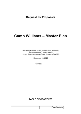 Camp Williams – Master Plan