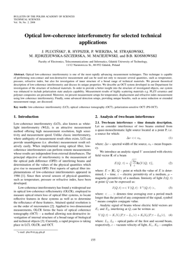 Optical Low-Coherence Interferometry for Selected Technical Applications