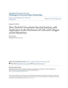 New Tools for Viscoelastic Spectral Analysis, with Application to the Mechanics of Cells and Collagen Across Hierarchies Behzad Babaei Washington University in St
