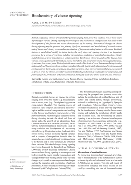 Biochemistry of Cheese Ripening