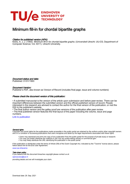 Minimum Fill-In for Chordal Bipartite Graphs