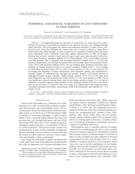 Temporal and Spatial Variation to Ant Omnivory in Pine Forests