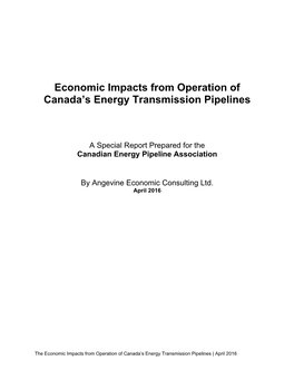 Economic Impacts from Operation of Canada's Energy Transmission