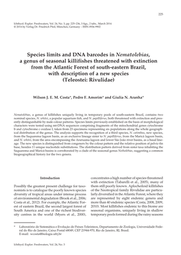 Species Limits and DNA Barcodes in Nematolebias, a Genus of Seasonal