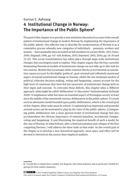 4 Institutional Change in Norway: the Importance of the Public Sphere6