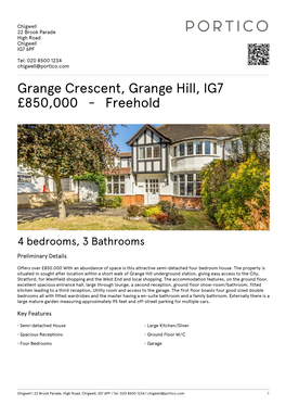 Grange Crescent, Grange Hill, IG7 £850000