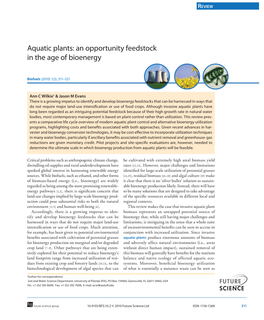 Aquatic Plants: an Opportunity Feedstock in the Age of Bioenergy