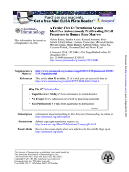 Precursors in Human Bone Marrow Identifies Autonomously