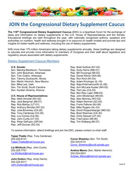 JOIN the Congressional Dietary Supplement Caucus