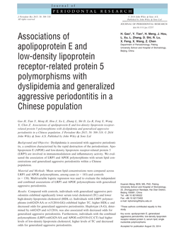 Associations of Apolipoprotein E and Low&#X2010;Density Lipoprotein