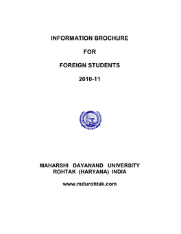 Information Brochure for Foreign Students 2010-11