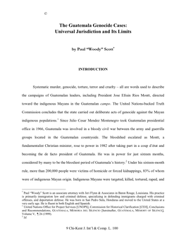 The Guatemala Genocide Cases: Universal Jurisdiction and Its Limits