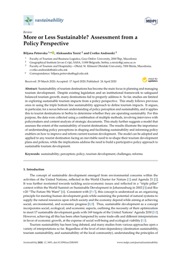 Or Less Sustainable? Assessment from a Policy Perspective