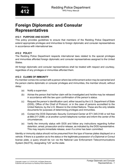 Foreign Diplomatic and Consular Representatives