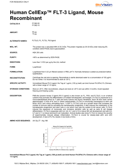 P1382-Human Cellexp FLT-3 Ligand, Recombinant Mouse