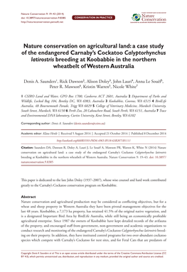 A Case Study of the Endangered Carnaby's Cockatoo