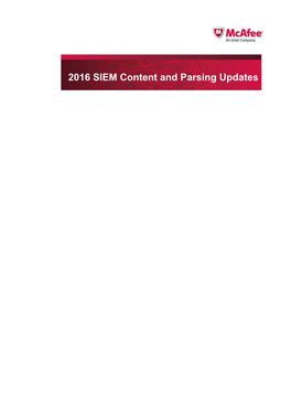 2016 SIEM Content and Parsing Updates Table of Contents