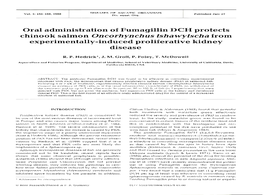 Chinook Salmon Oncorhynchus Tsha Wytscha from Experimentally-Induced Proliferative Kidney Disease