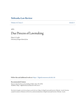 Due Process of Lawmaking Hans A