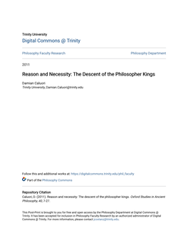 Reason and Necessity: the Descent of the Philosopher Kings