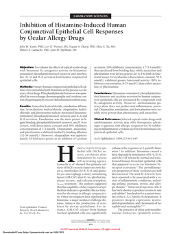 Inhibition of Histamine-Induced Human Conjunctival Epithelial Cell Responses by Ocular Allergy Drugs