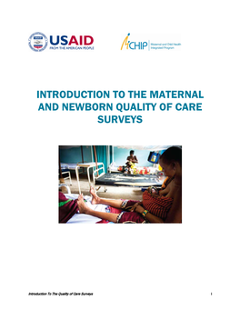 Introduction to the Maternal and Newborn Quality of Care Surveys