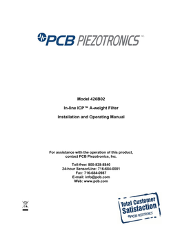Model 426B02 In-Line ICP™ A-Weight Filter Installation