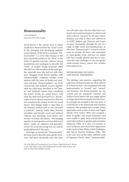 Homosexuality' and Social Theory