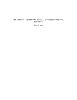 The Effect of Major League Baseball on United States-Cuba Relations