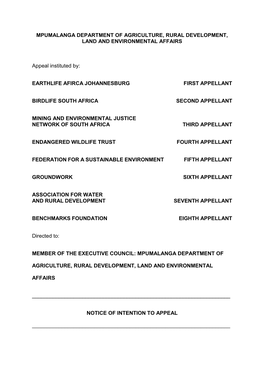 Mpumalanga Department of Agriculture, Rural Development, Land and Environmental Affairs