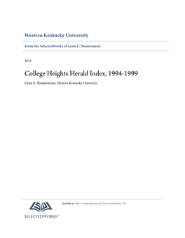 College Heights Herald Index, 1994-1999 Lynn E