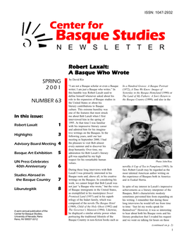 Basque Studies N E W S L E T T E R