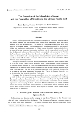 The Evolution of the Island Arc of Japan and the Formation of Granites in the Circum-Pacific Belt