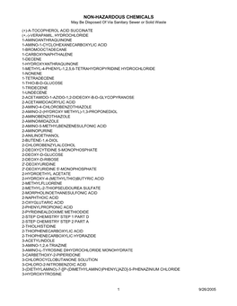 NON-HAZARDOUS CHEMICALS May Be Disposed of Via Sanitary Sewer Or Solid Waste