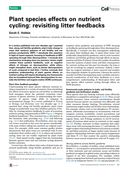 Plant Species Effects on Nutrient Cycling: Revisiting Litter Feedbacks