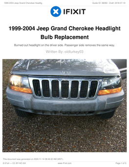1999-2004 Jeep Grand Cherokee Headlight Bulb Replacement