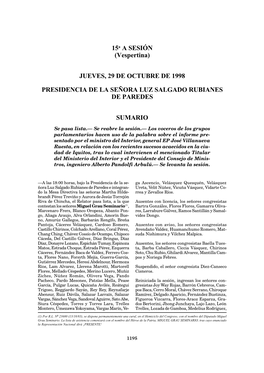 15A a SESIÓN (Vespertina) JUEVES, 29 DE OCTUBRE DE 1998