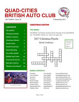 QUAD-CITIES BRITISH AUTO CLUB 2017 Edition / Issue 12 5 December 2017