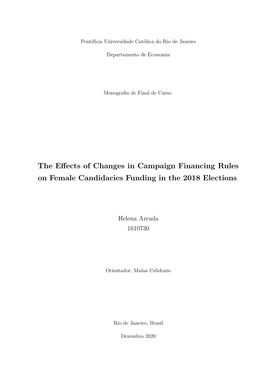 The Effects of Changes in Campaign Financing Rules on Female Candidacies Funding in the 2018 Elections