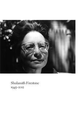 Shulamith Firestone 1945–2012 2