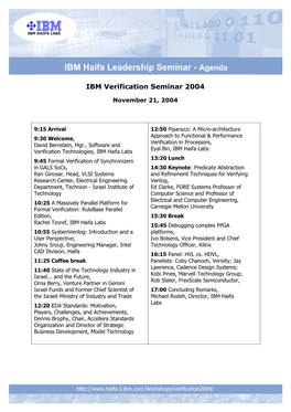 IBM Haifa Leadership Seminar - Agenda