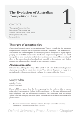 The Evolution of Australian Competition Law