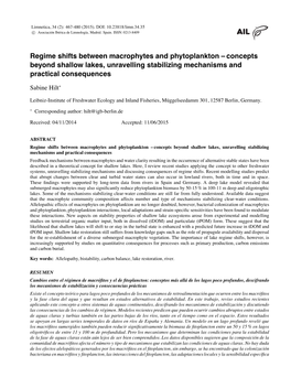 Regime Shifts Between Macrophytes and Phytoplankton – Concepts Beyond Shallow Lakes, Unravelling Stabilizing Mechanisms and Practical Consequences