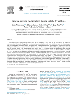 Lithium Isotope Fractionation During Uptake by Gibbsite