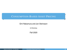 Consumption-Based Asset Pricing