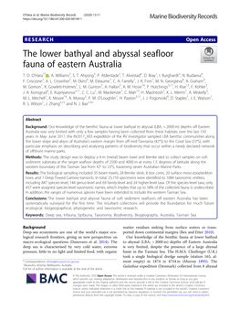 The Lower Bathyal and Abyssal Seafloor Fauna of Eastern Australia T