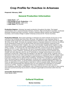 Crop Profile for Peaches in Arkansas
