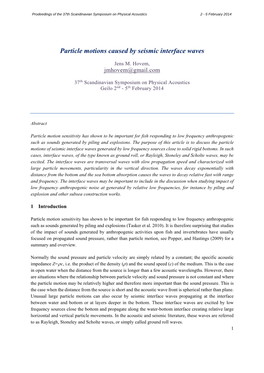 Particle Motions Caused by Seismic Interface Waves