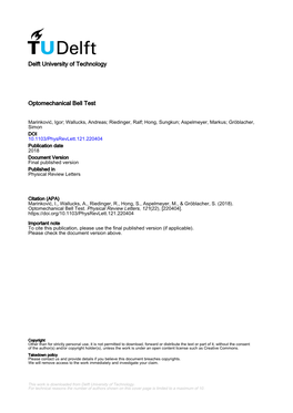 Optomechanical Bell Test